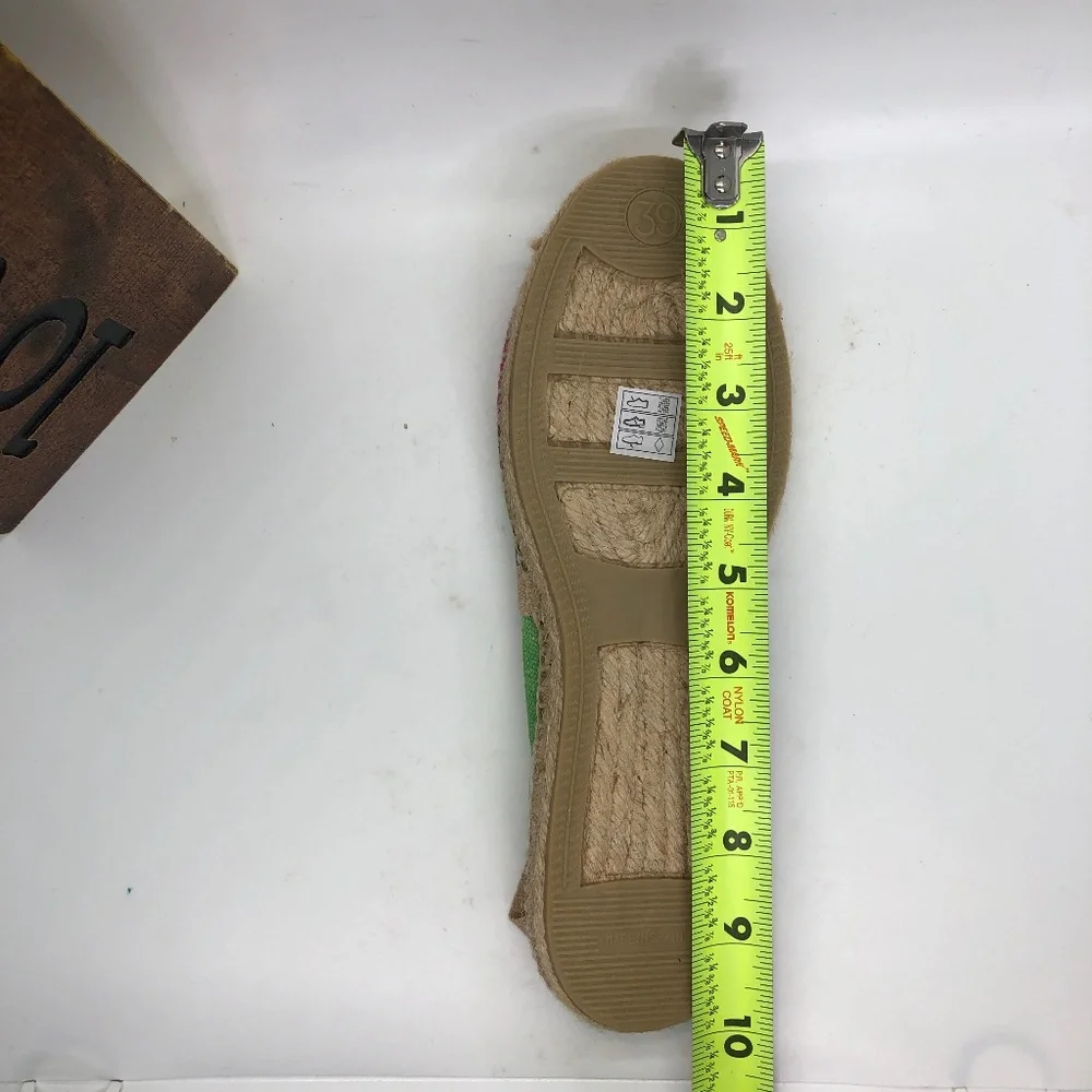 DIEGO Khaki, Pink Stripe Flat Slip On Espadrilles- UK 39/US?? *See Size Chart*